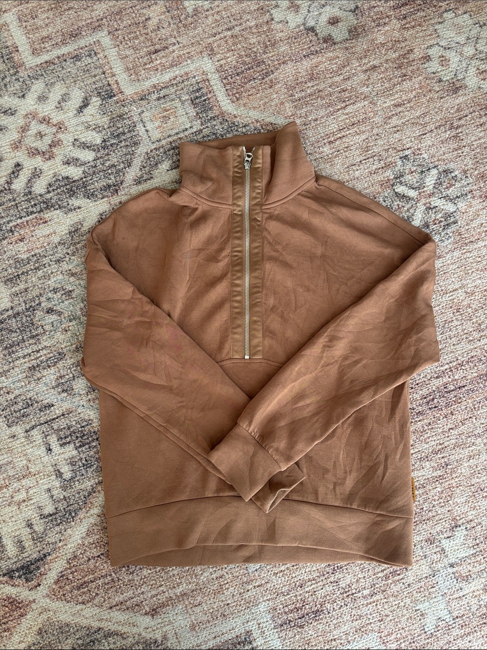 Varley Brown Quarter-Zip Pullover Sweatshirt